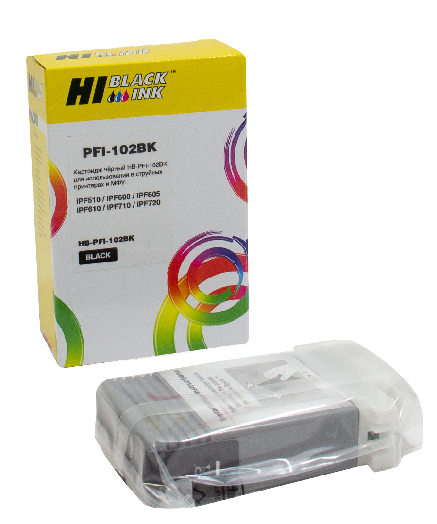 Картридж Hi-Black (HB-PFI-102Bk) для Canon IPF-510/600/710, Bk