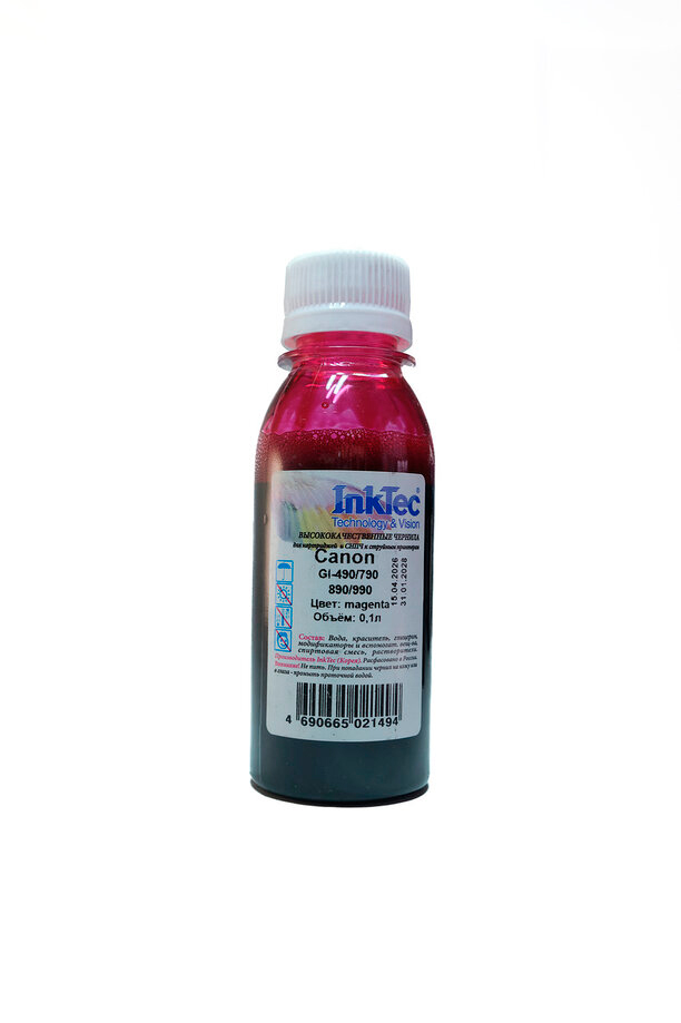 Чернила InkTec (C0090) для Canon GI-490/790/890/990, M, 0,1 л.