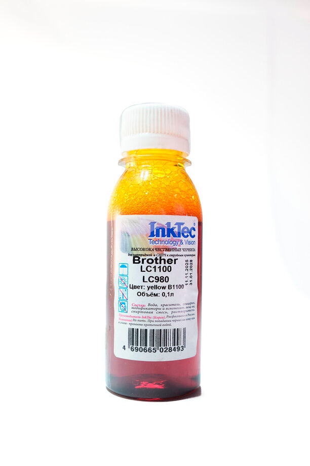 Чернила InkTec (B1100) для Brother LC1100/ LC980,Y,  0,1л