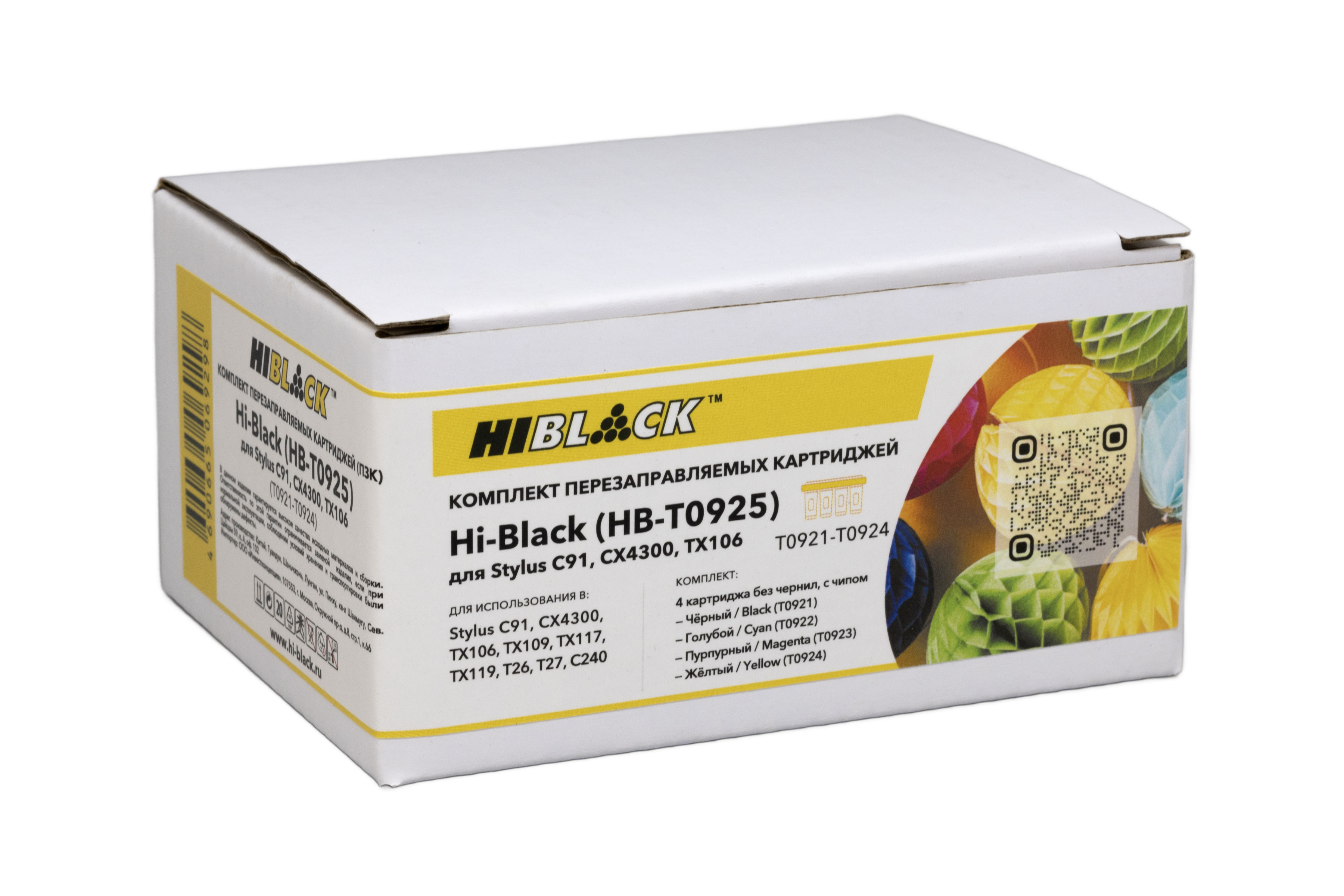 Комплект ПЗК Hi-Black (T0921-T0924) для Epson Stylus C91/CX4300/TX106, 4 цв