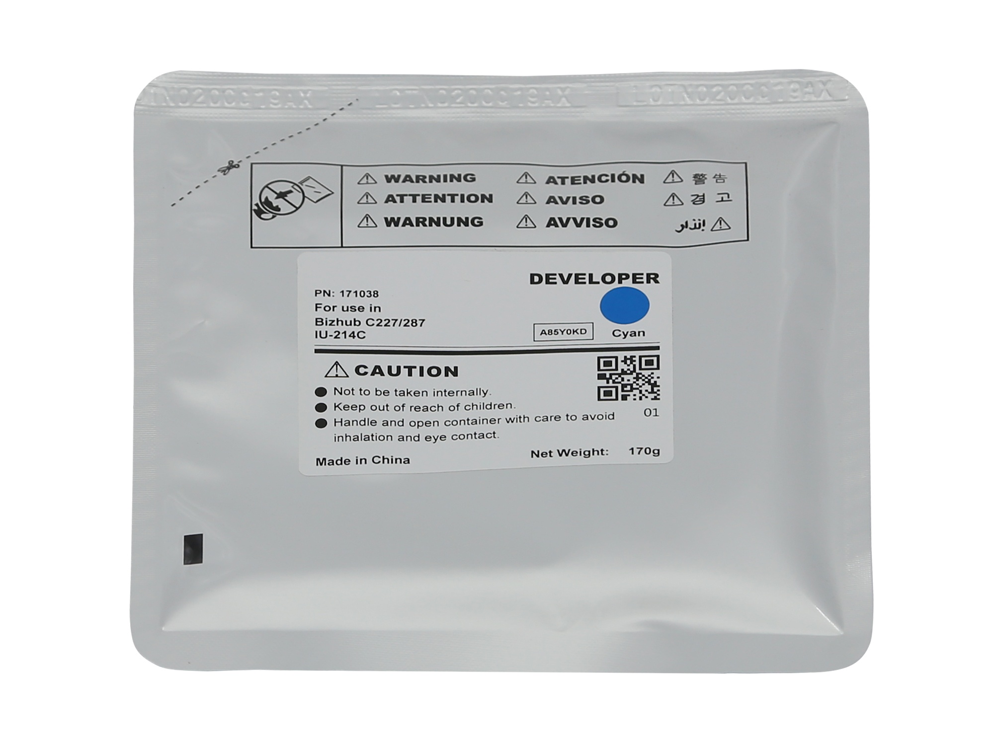 Девелопер IU-214C для KONICA MINOLTA Bizhub C227/C287 (CET) Cyan, 170г, 90000 стр., CET171038